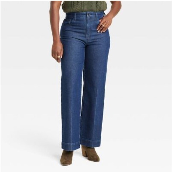 Universal Thread Women's High Waisted Wide Leg Cropped High-Rise Jeans - Picture 1 of 14